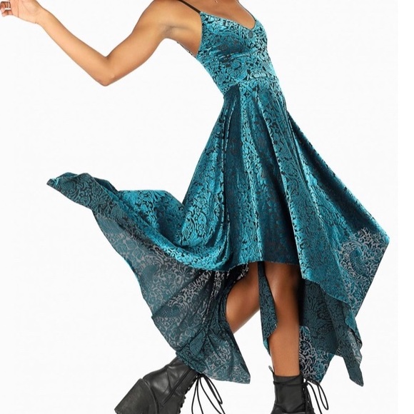 Blackmilk Dresses & Skirts - BV Strawberry Thief Teal Handkerchief Dress